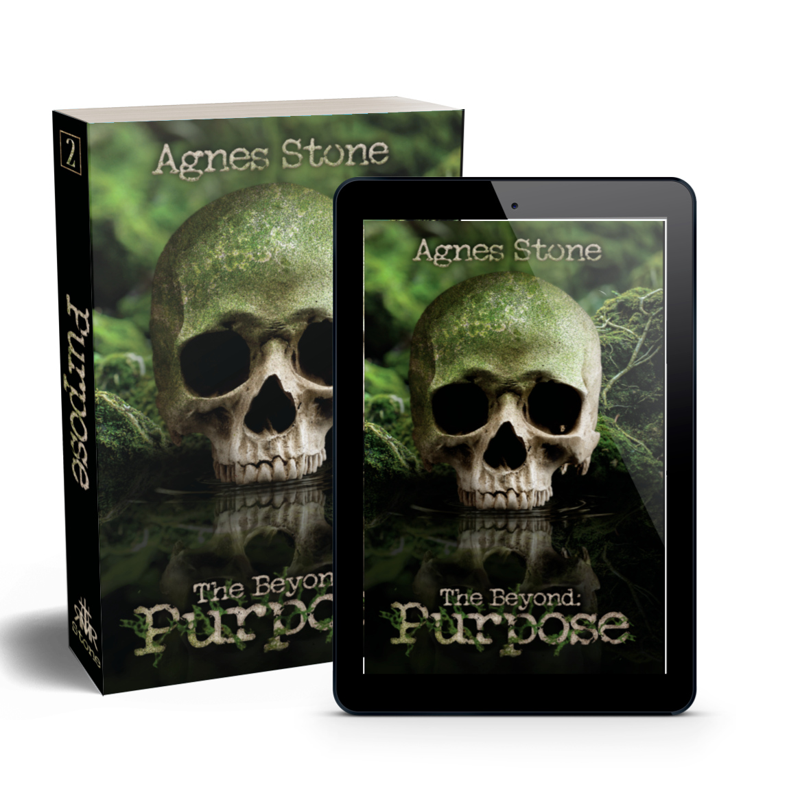 The Beyond: Purpose book cover, skull in puddle