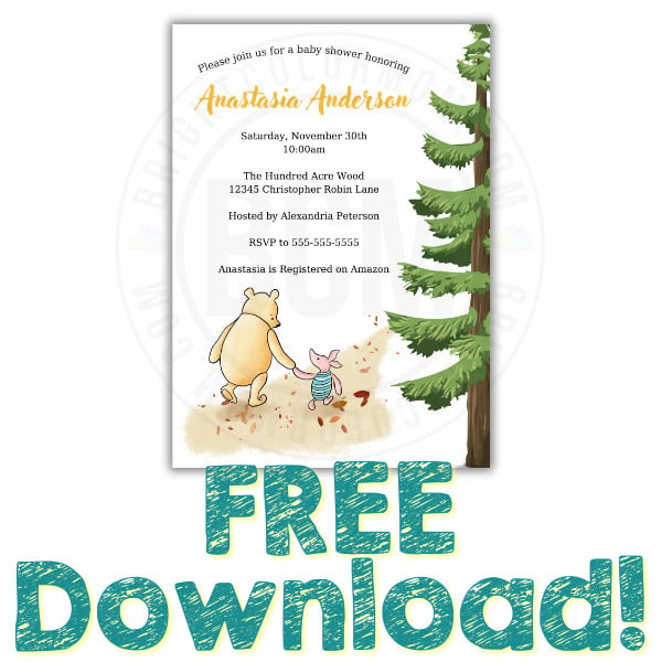 free editable Winnie the Pooh baby shower invitation