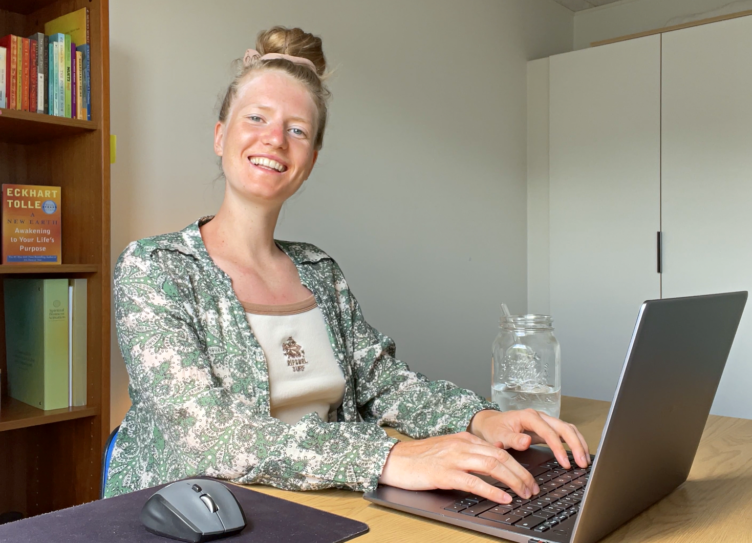 Julia at her desk