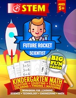STEM Kindergarten Math Workbook • Addition • Counting • Tracing • Coloring • Finding • Matching: Space Science Technology Engineering Mathematics Ages 5+