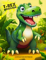 T-Rex Dinosaur Composition Notebook: Green Kids Grades K-2 Primary School Writing Book Journal for Boys and Girls | 100 Wide Ruled Pages | Back to School Gift for Students