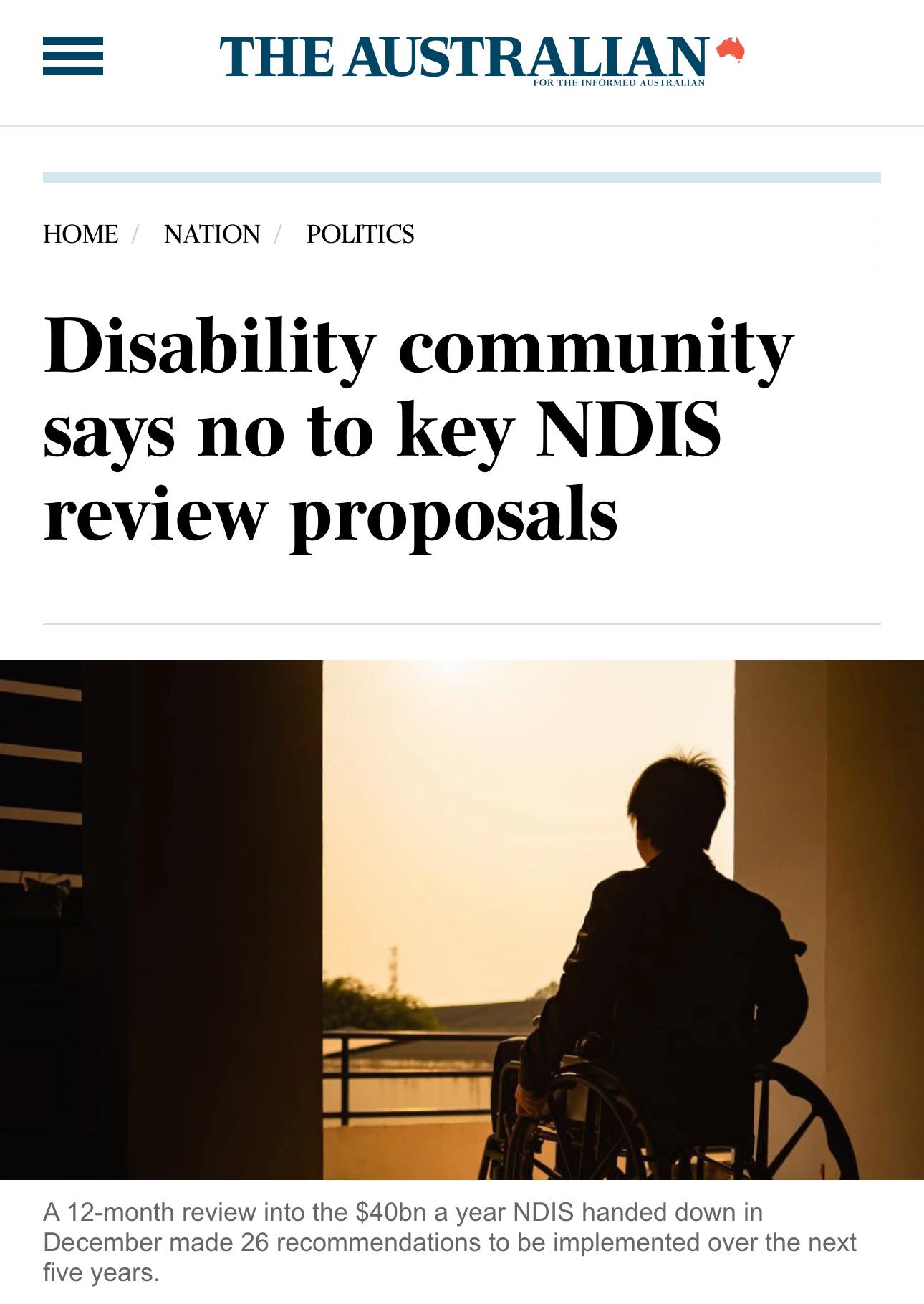 The Australian Coverage of the NDIS Review