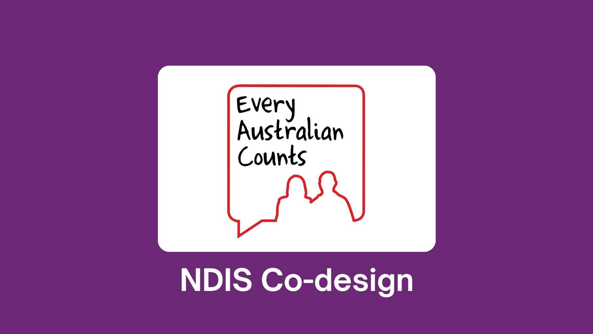 Social media tile with EAC logo above the words NDIS Co-design