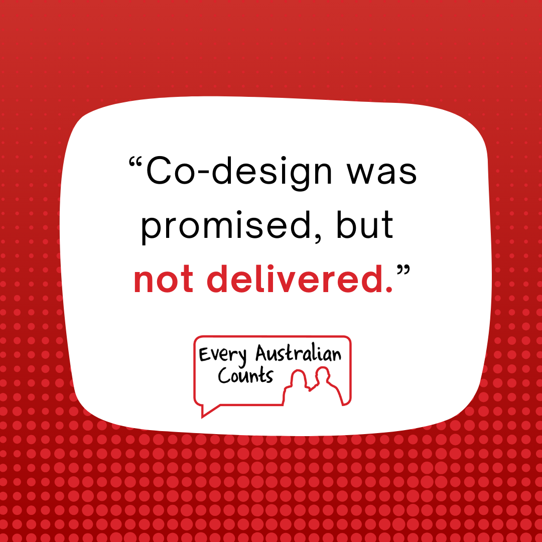 Codesign was promised but not delivered.