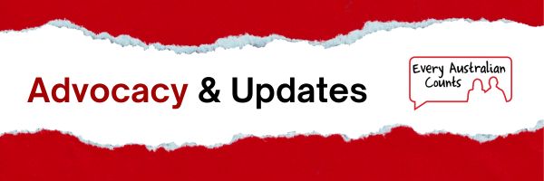 A red background with a torn paper effect revealing a white section. The text reads 