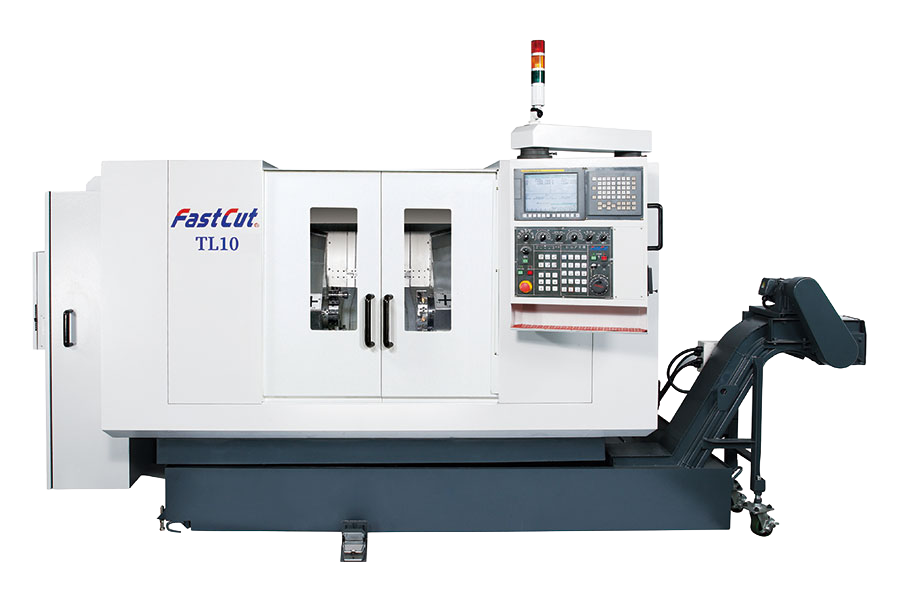 Fastcut TL10 center drive lathe OP10 automation dual-end machining workpiece on main spindle