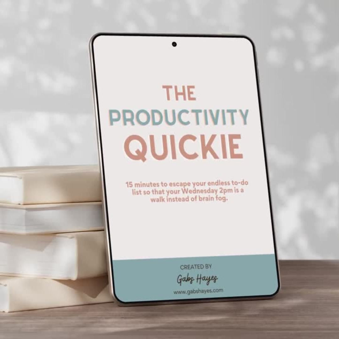 The productivity quickie on ipad leaned against books