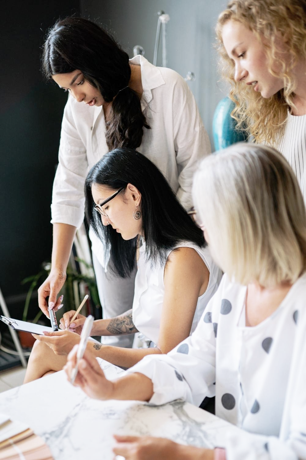 diverse women working sequence partners