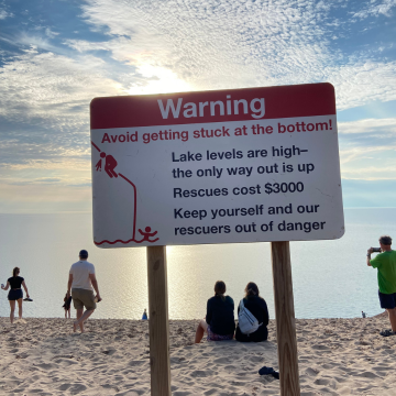 Sleeping Bear Dunes warning sign