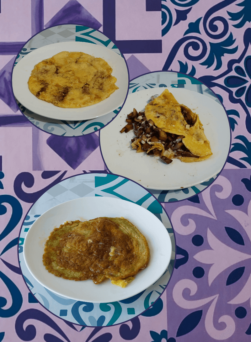 3 different omelettes