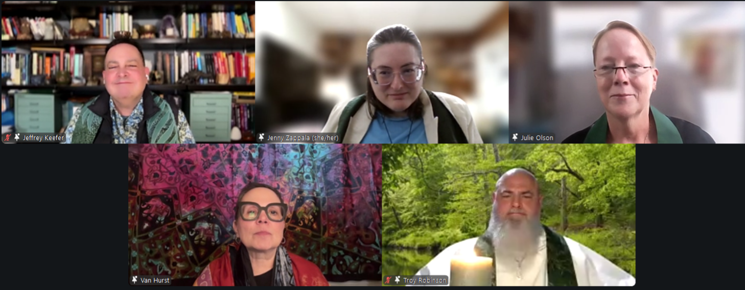 Image of the ordination invitation listing the ordinands, with a graphic Japanese-style watercolor of a blooming cherry tree.