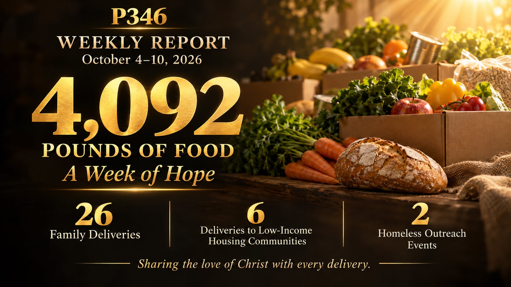 4,092 Pounds of Food Delivered With Hope And Love