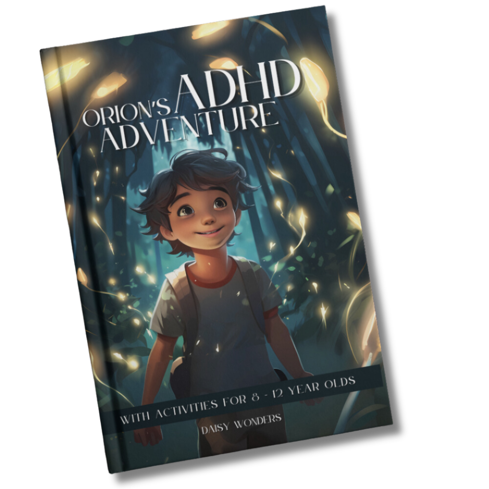 Orion's ADHD Adventure' book, featuring engaging artwork and title, positioned to invite readers into the world of ADHD understanding and empowerment.