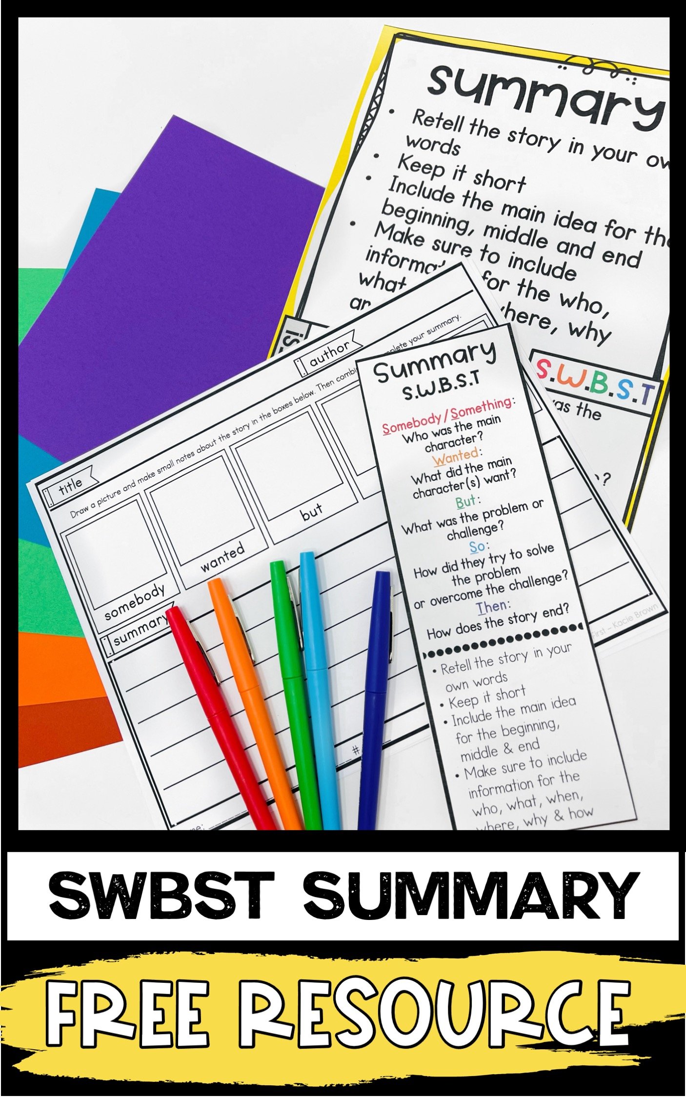 Free SWBST Anchor Chart and Materials