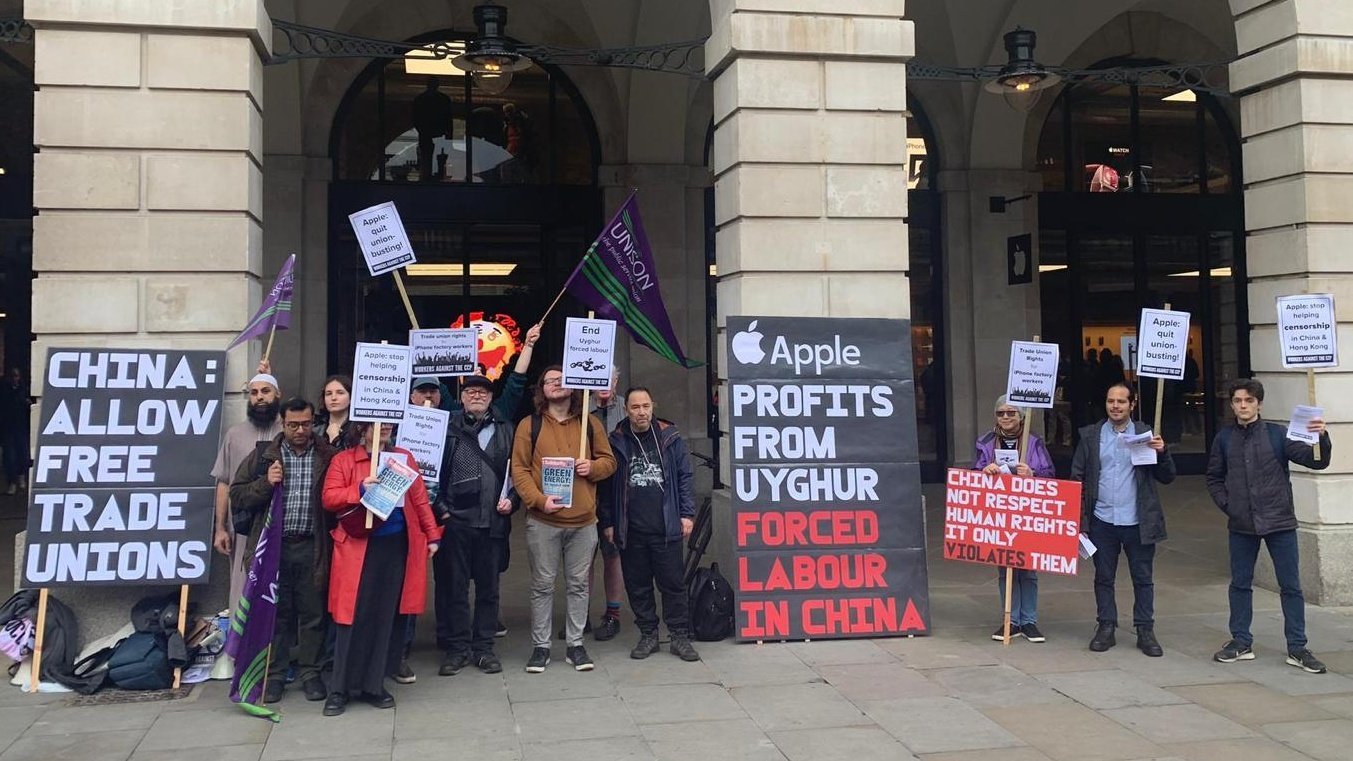 Protest Apple every month: workers’ rights from China to UK!