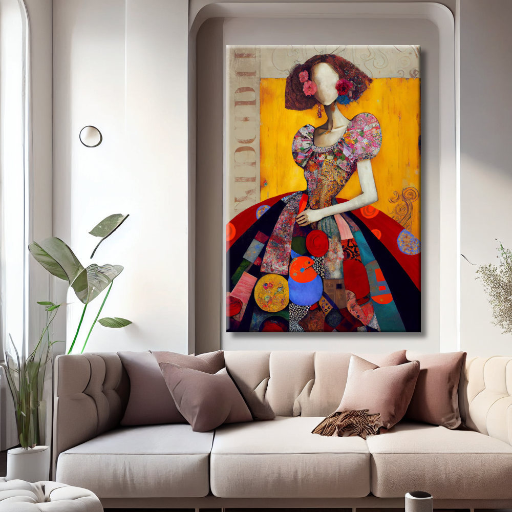 Cuadro de Menina Moderna inspirada en collage moderno y temática de Gustav Klimt