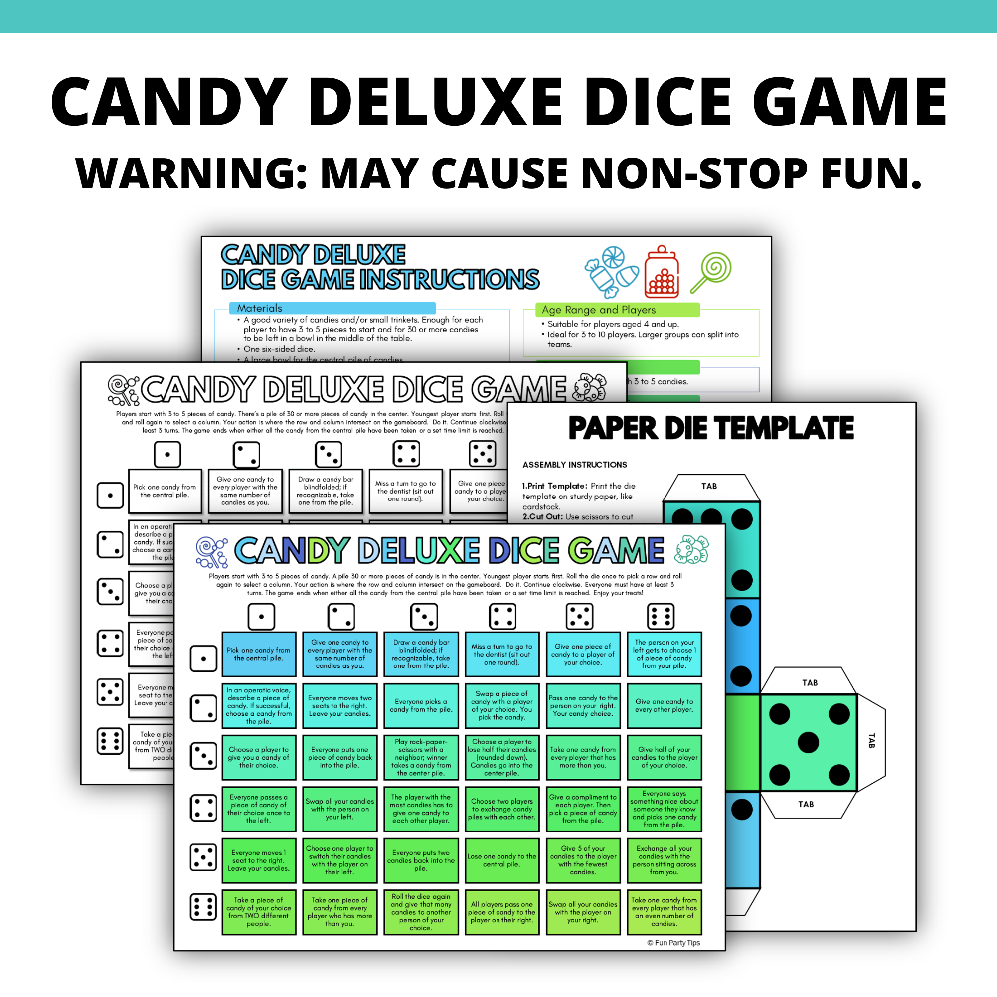 a mockup of the Candy Deluxe Dice Game