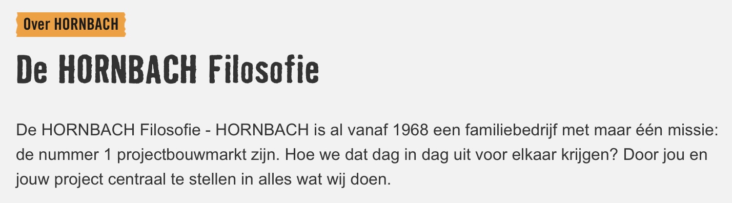 HORNBACH filosofie
