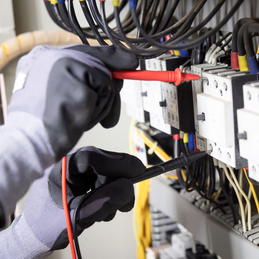 Dark grey serica super matt finger pull door wardrobe and desk