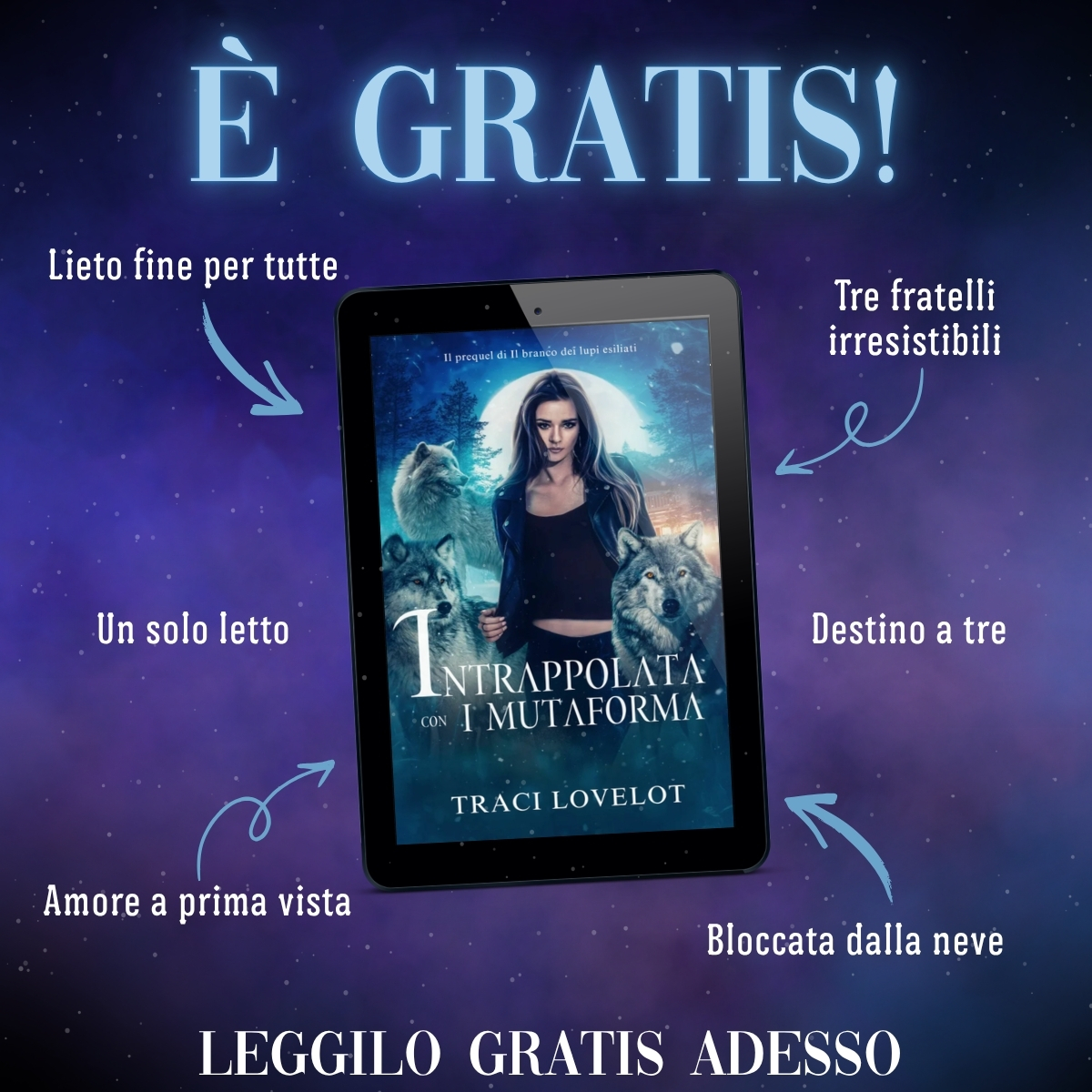 È gratis! Grafica promo di Intrappolata con i mutaforma.