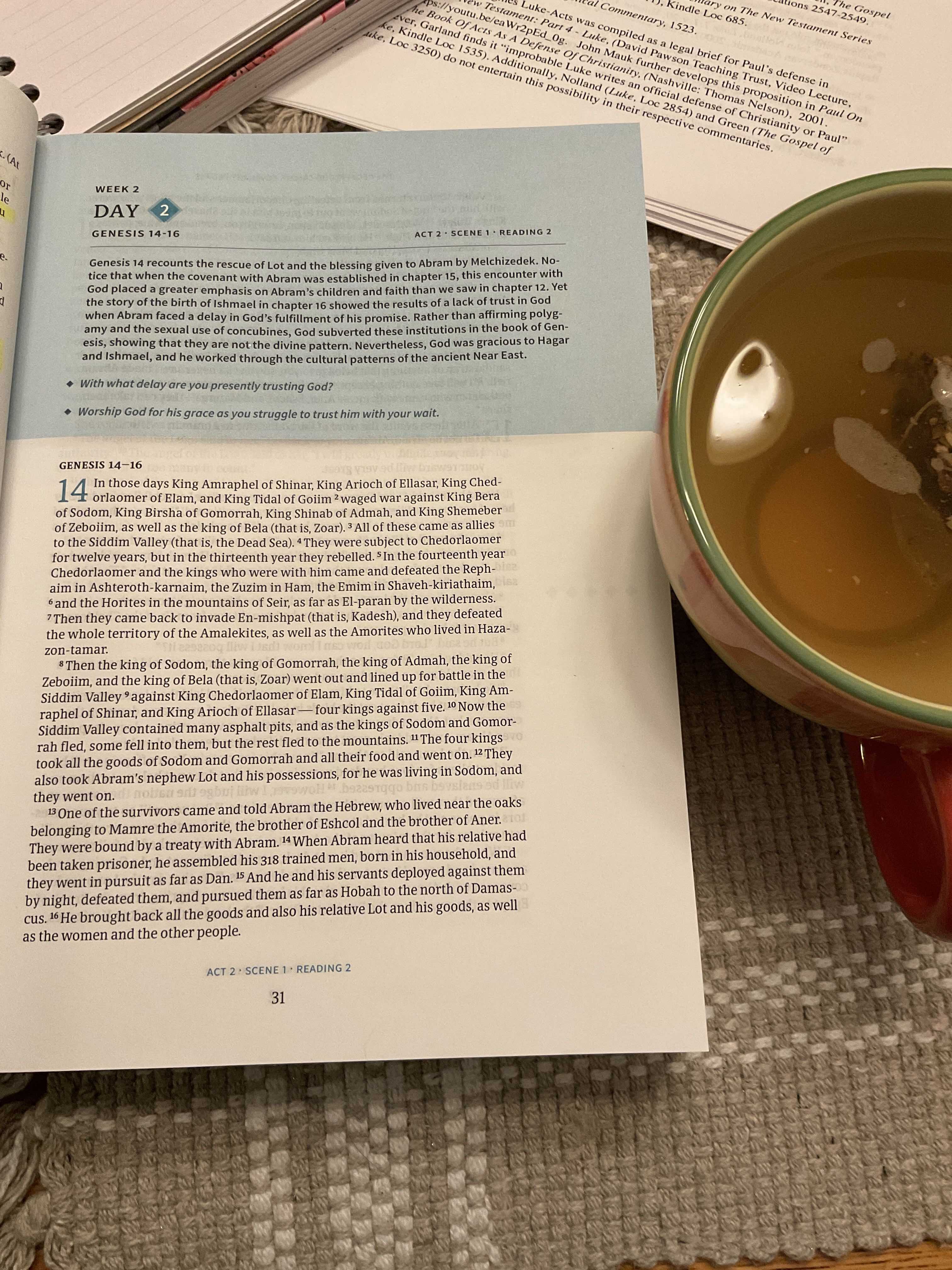 Morning routine Chronological Bible & Tea