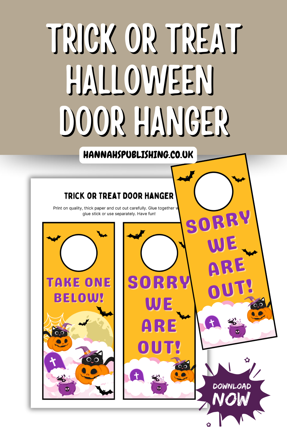 Trick or Treat Halloween Door Hanger Trick or Treat Sign No More Candy Trick or Treat Double Sided Interchangeable Door Hanger