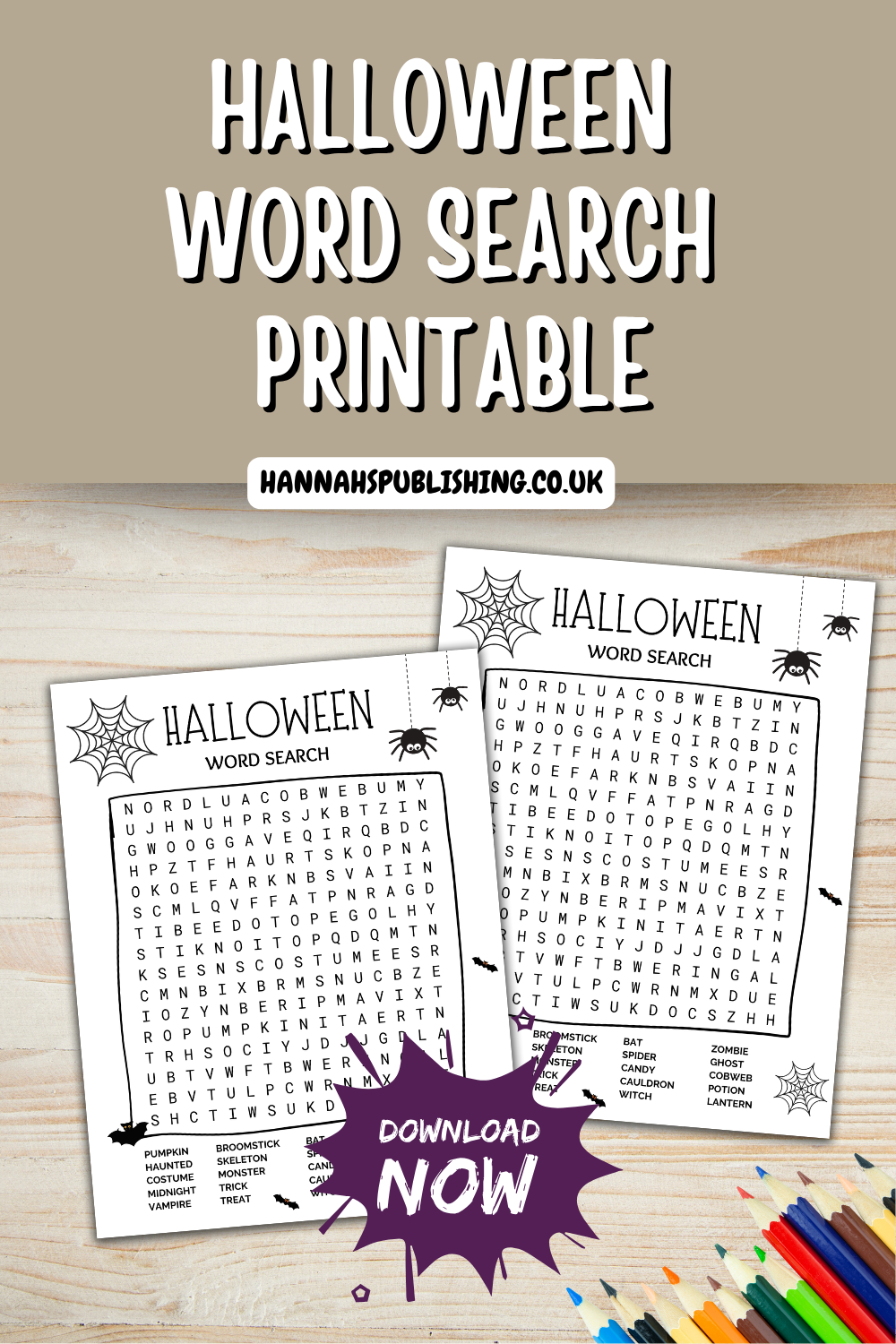 Halloween Word Search Printable PDF for Kids & Adults