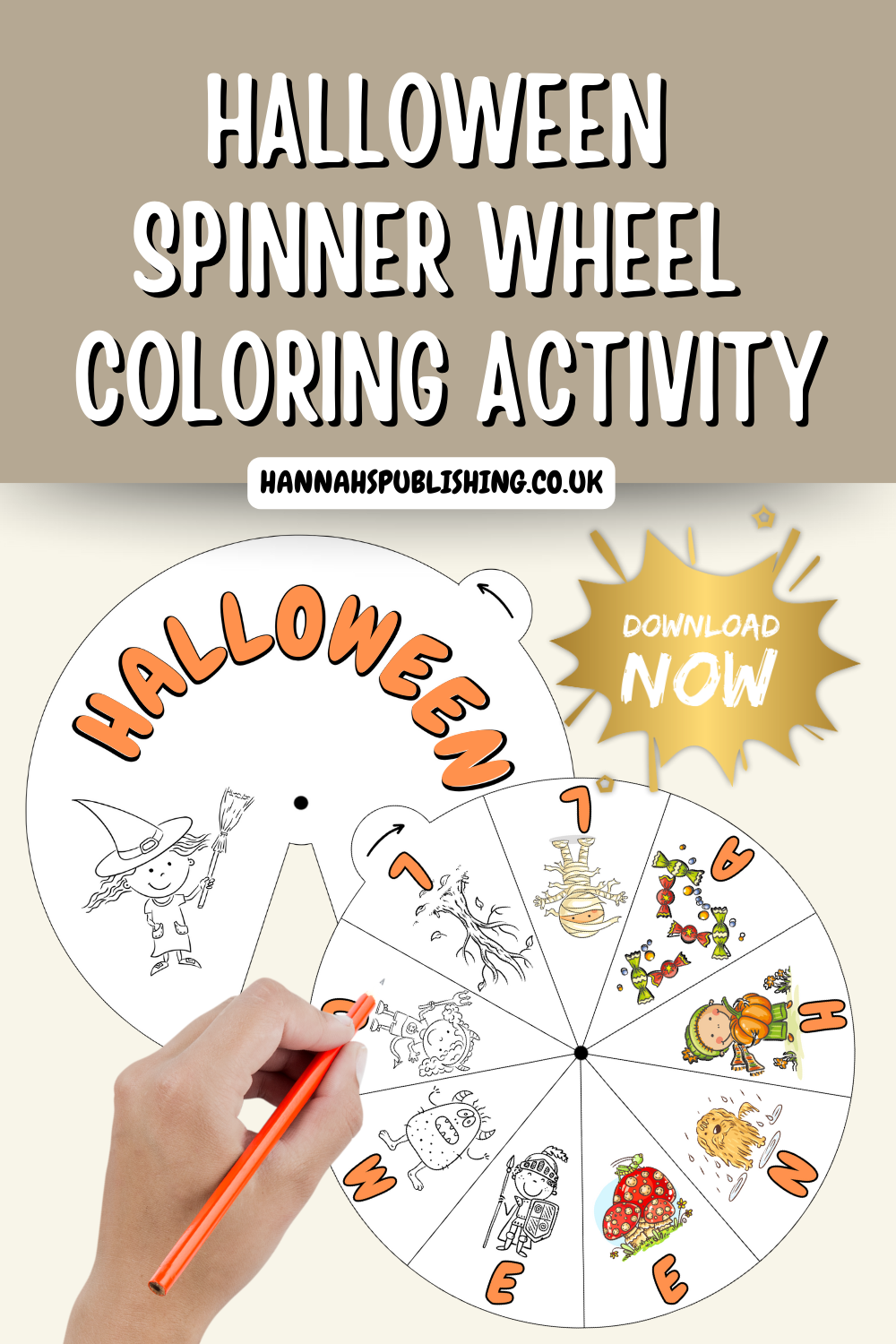 Spinner Wheel Halloween Coloring Activity, Halloween Class Crafting Party, Perfect Crafting and Homeschooling Ideas Printable