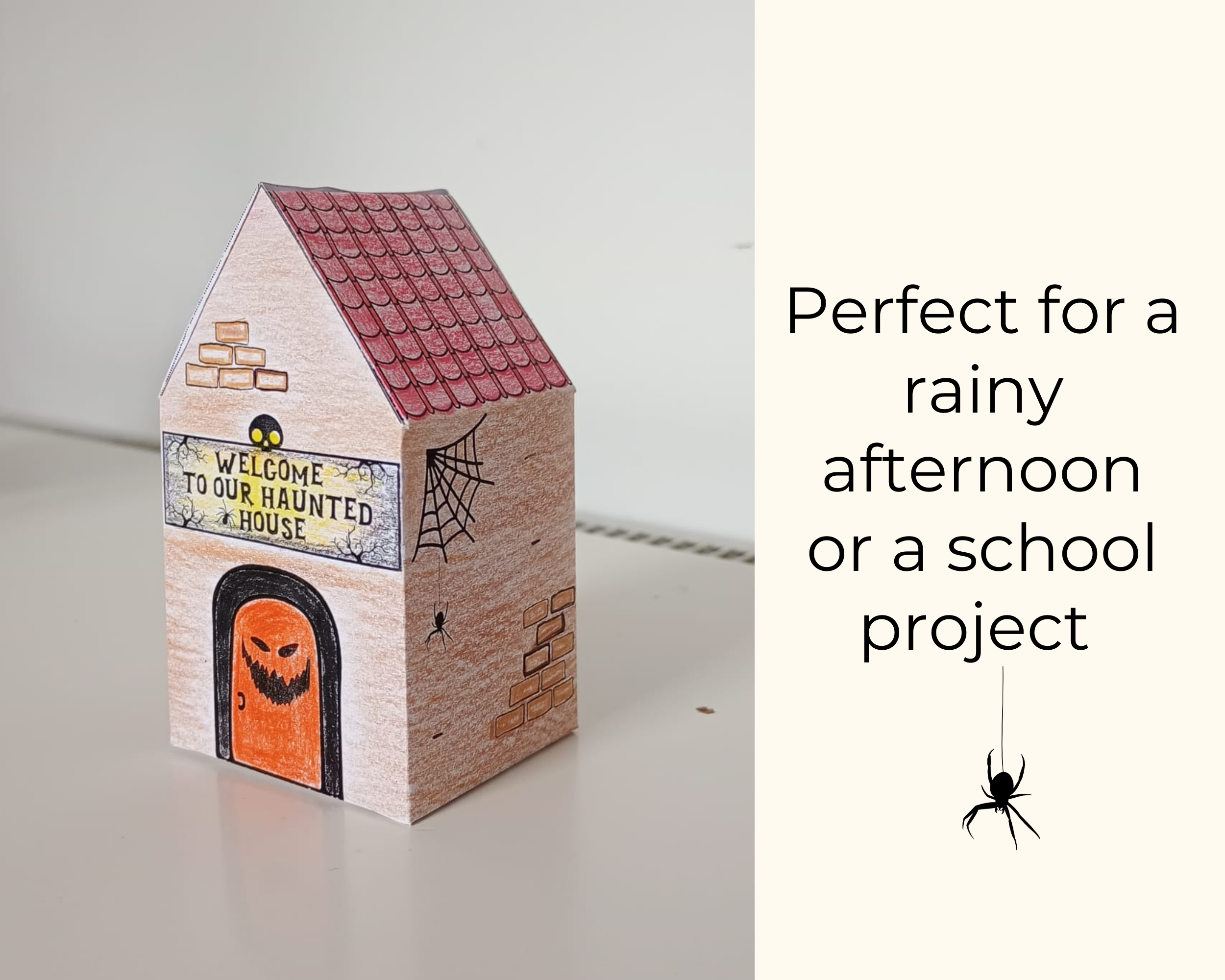 Haunted Halloween Craft Kit Printable - Kids' Halloween Craft Activity | Creepy Spooky Halloween House Downloadable PDF Coloring Pages