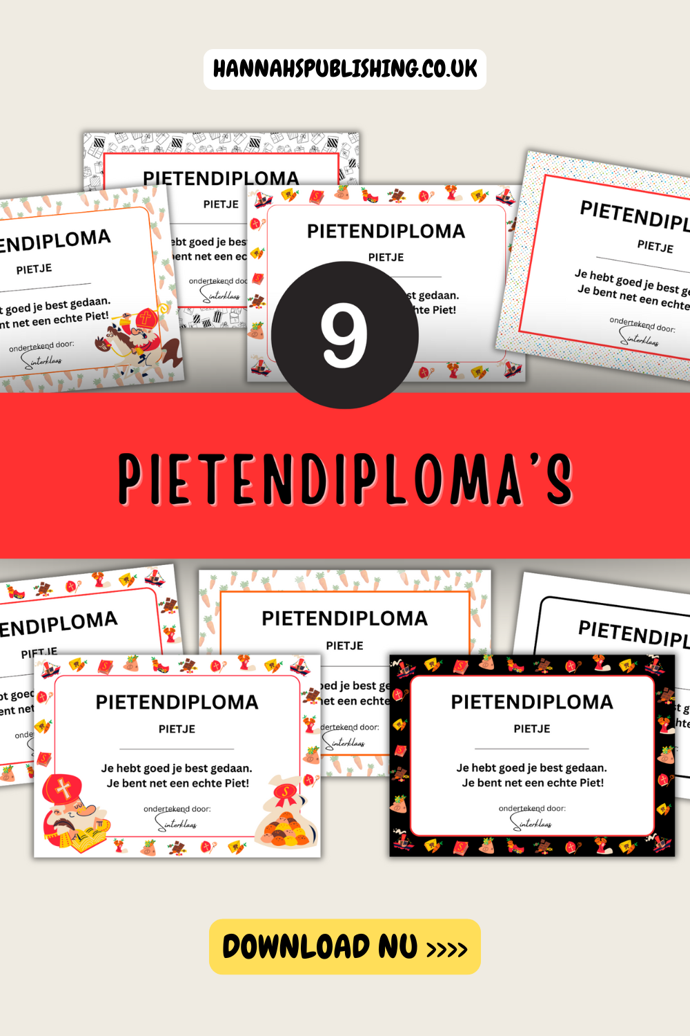 Pietendiploma bundel voor een geslaagd Sinterklaasfeest | Sinterklaas & Piet Activiteiten