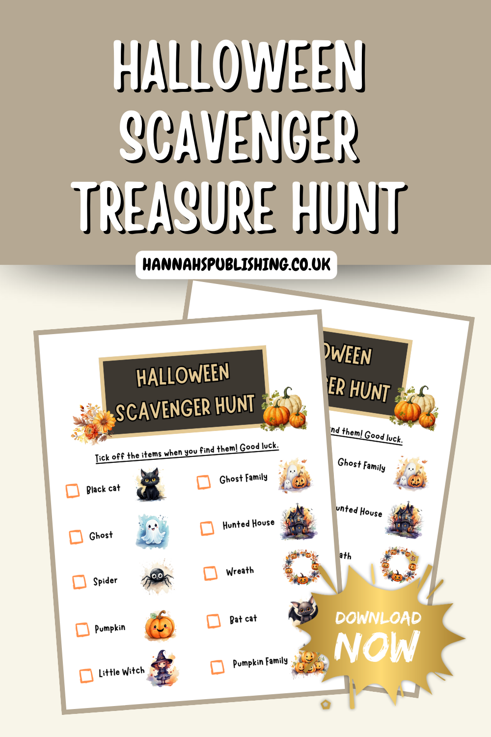 Halloween Scavenger Treasure Hunt Card, Fall Treasure Hunt, Printable Halloween Kids Activity, Classroom Activity, Party Games for Children