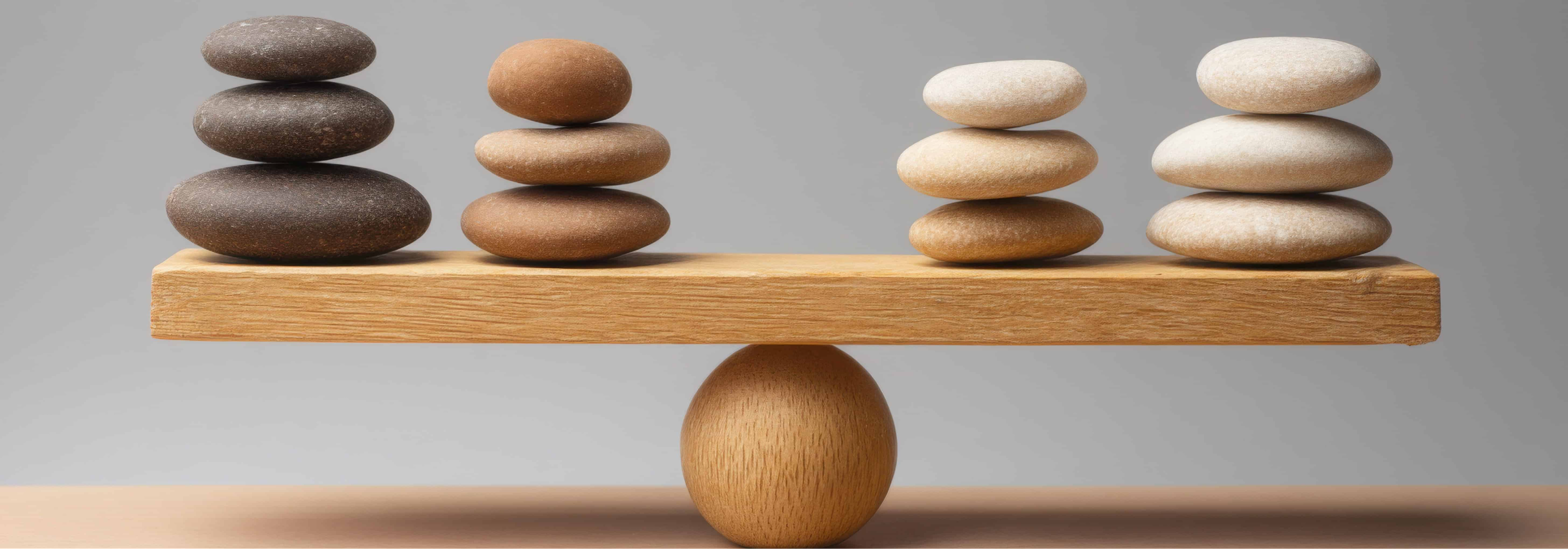 rebalance program stones on a scale
