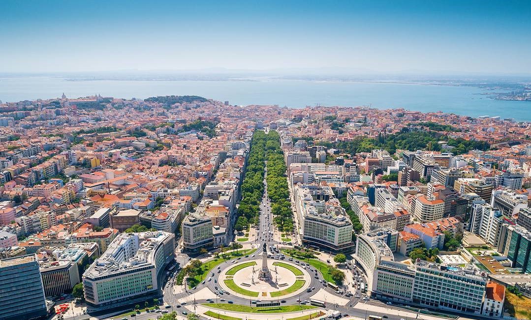 Avenida da Liberdade, aerial view, Lisbon