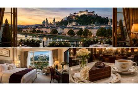 Fine dining restaurant at Hotel Sacher Salzburg featuring elegant interiors and gourmet Austrian cuisine