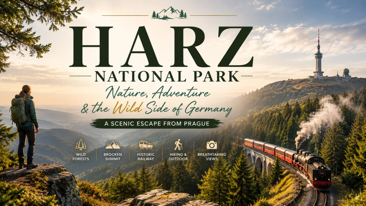 Harz National Park Germany with Brocken mountain, forests and scenic railway