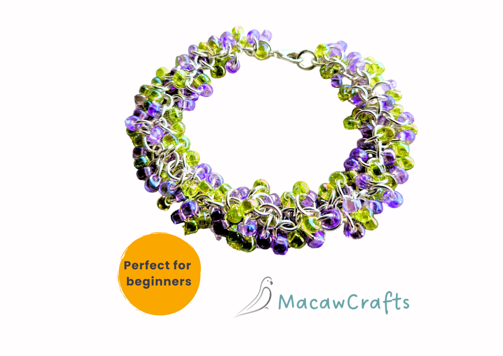 How to Make a Seed Bead and Jump Ring Bracelet with Spring Colours