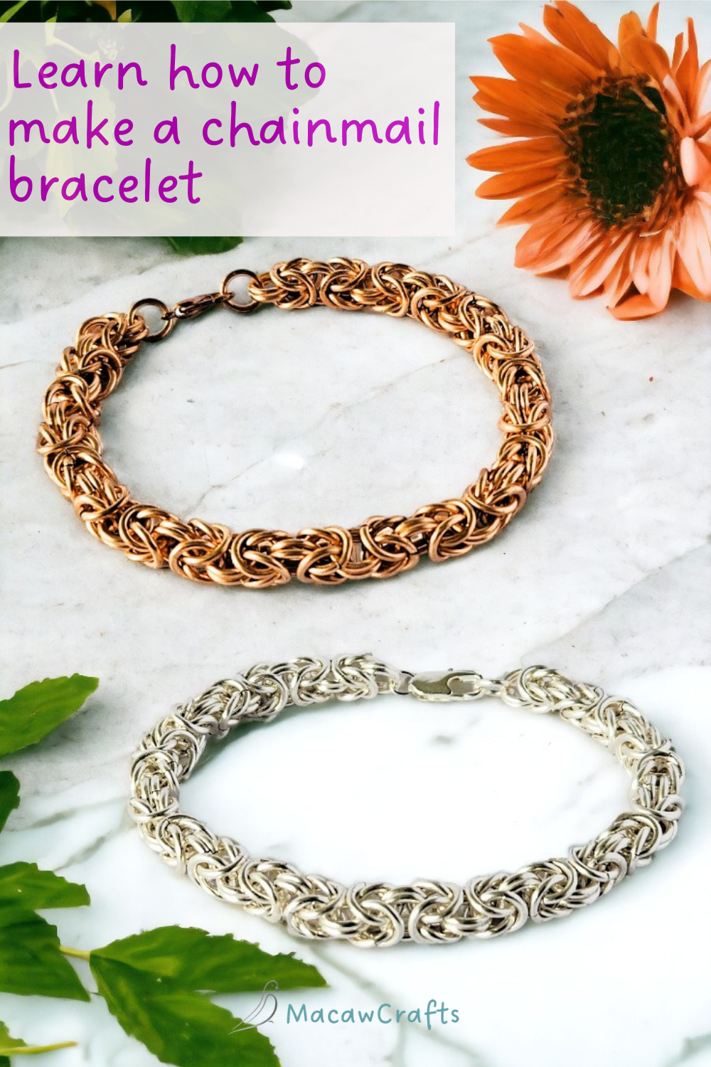 How to Make a Chain Bracelet Using The Chainmail Byzantine Pattern.