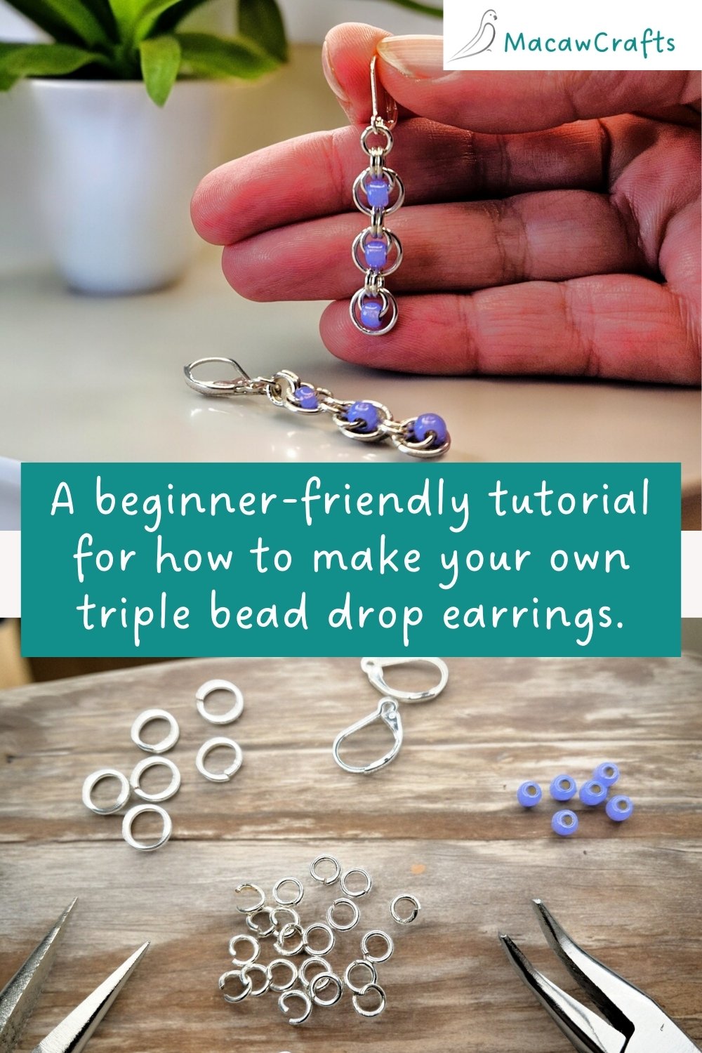 How to Make Triple Bead Drop Earrings with Seed Beads and Jump Rings