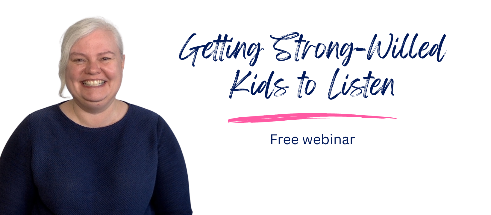 Getting Strong-Willed Kids to Listen Free live webinar 20 November 8pm AEDT Jodie Thornton smiling with curly grey hair and a teal top