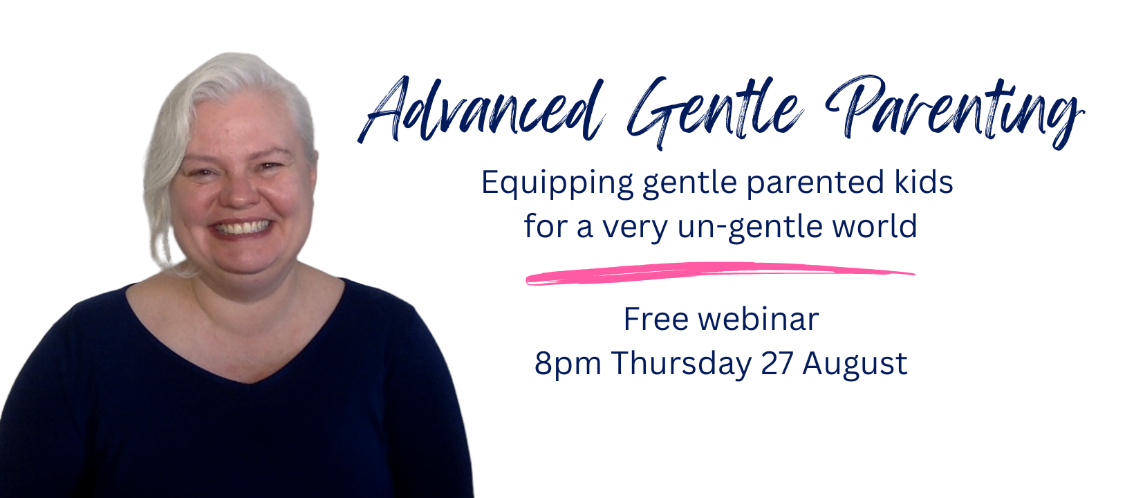 Getting Strong-Willed Kids to Listen Free live webinar 20 November 8pm AEDT Jodie Thornton smiling with curly grey hair and a teal top