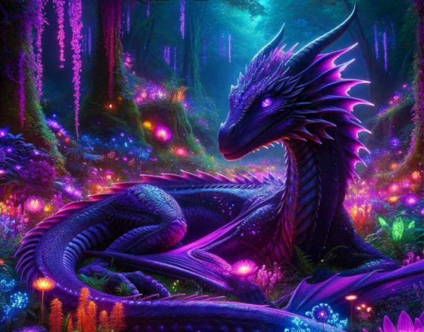 Purple Forest Dragon by Enchanted Ai Ink Studio