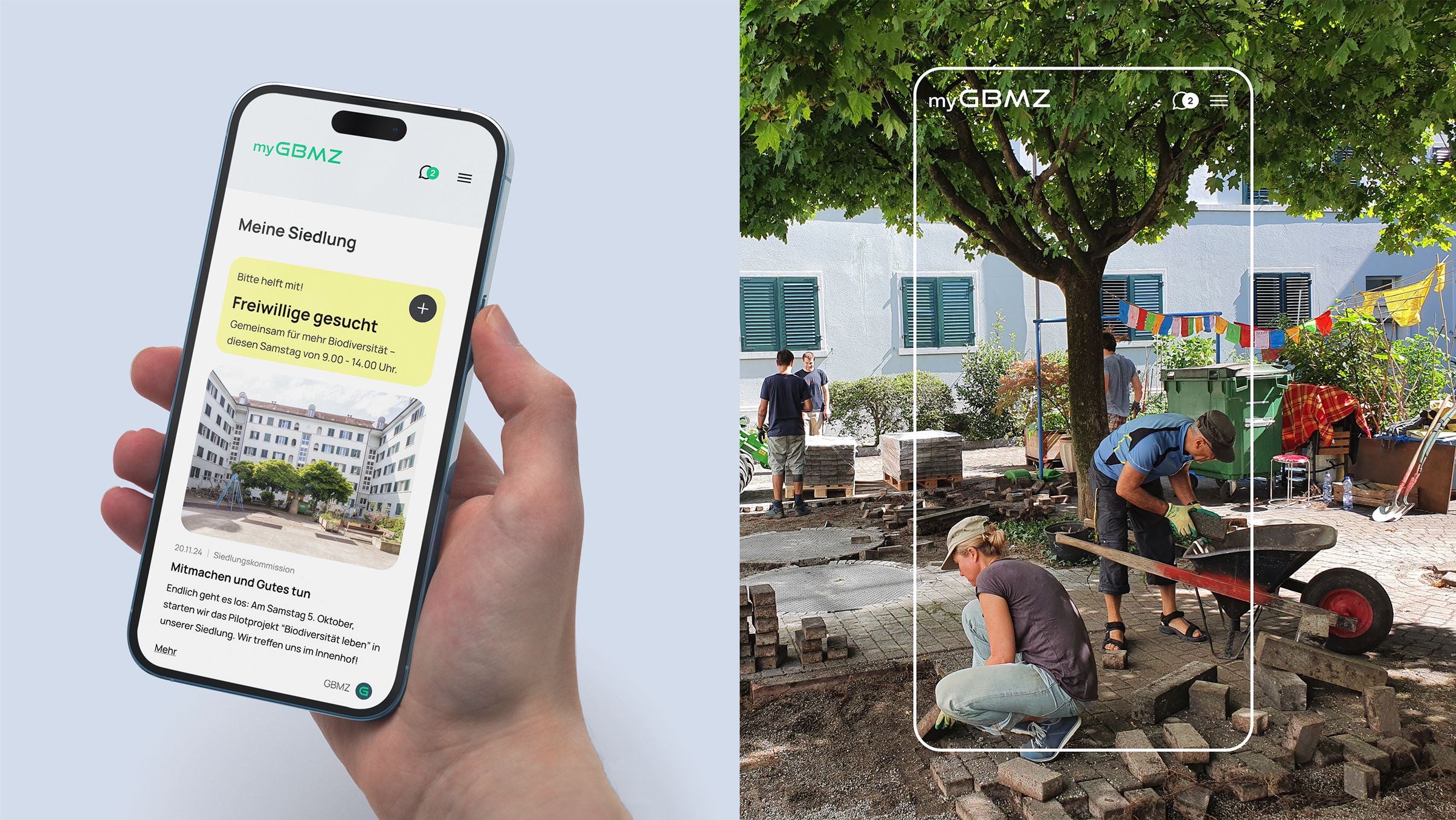 GBMZ Website auf einem Smartphone Screen