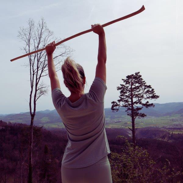 Wanderstock Hiking pole Hazel Wander Wand Girl with hiking stick