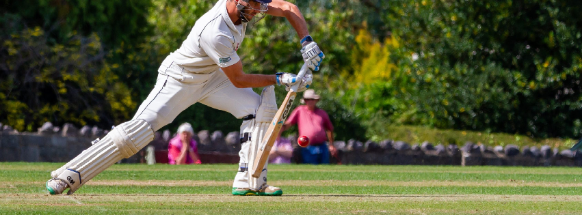 Adult cricketer with a solid forward defence shot