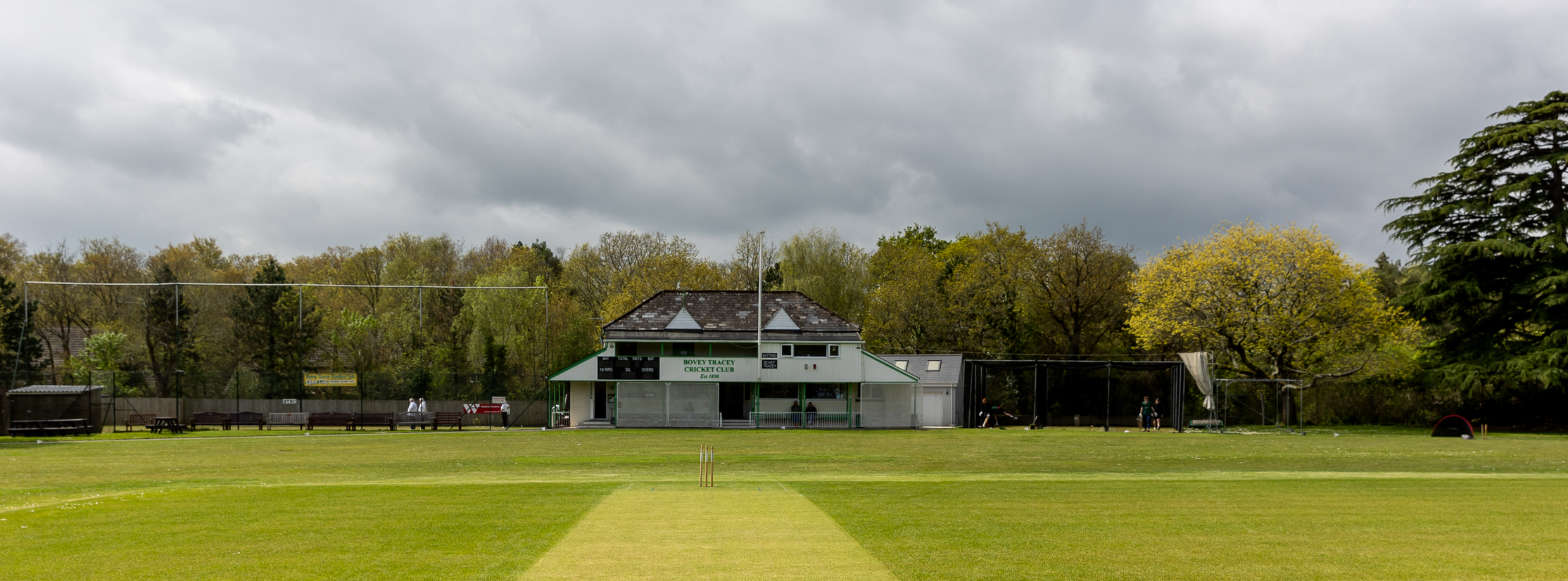 Bovey Tracey Cricket Club Pavilion from the crease