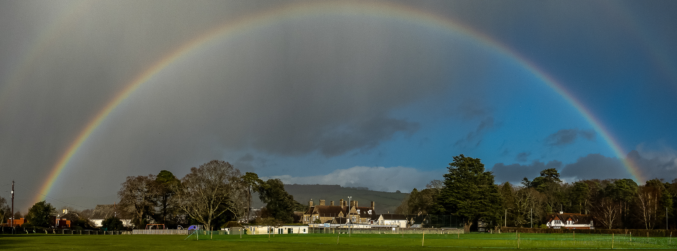 Rainbow over Bovey Tracey Cricket Club ground