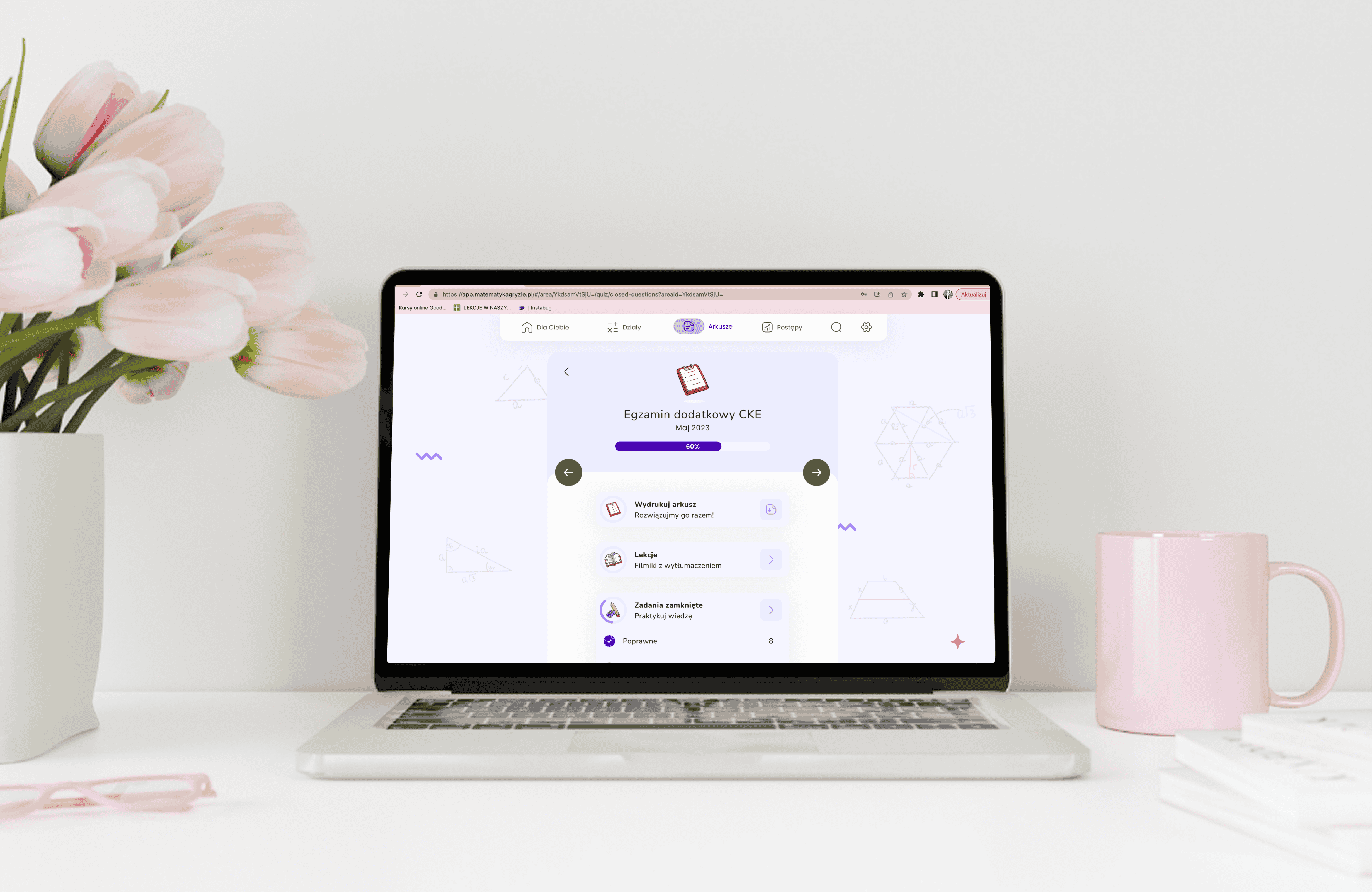 Platforma z lekcją matematyki na komputerze online