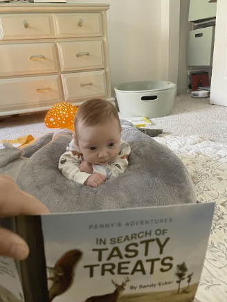 A parent reading a book to their toddler
