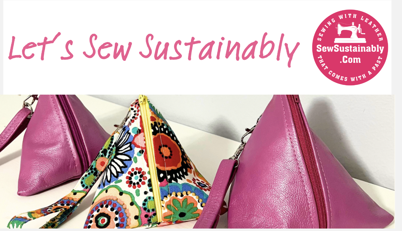 Three Recycled Leather Pyramid Purses