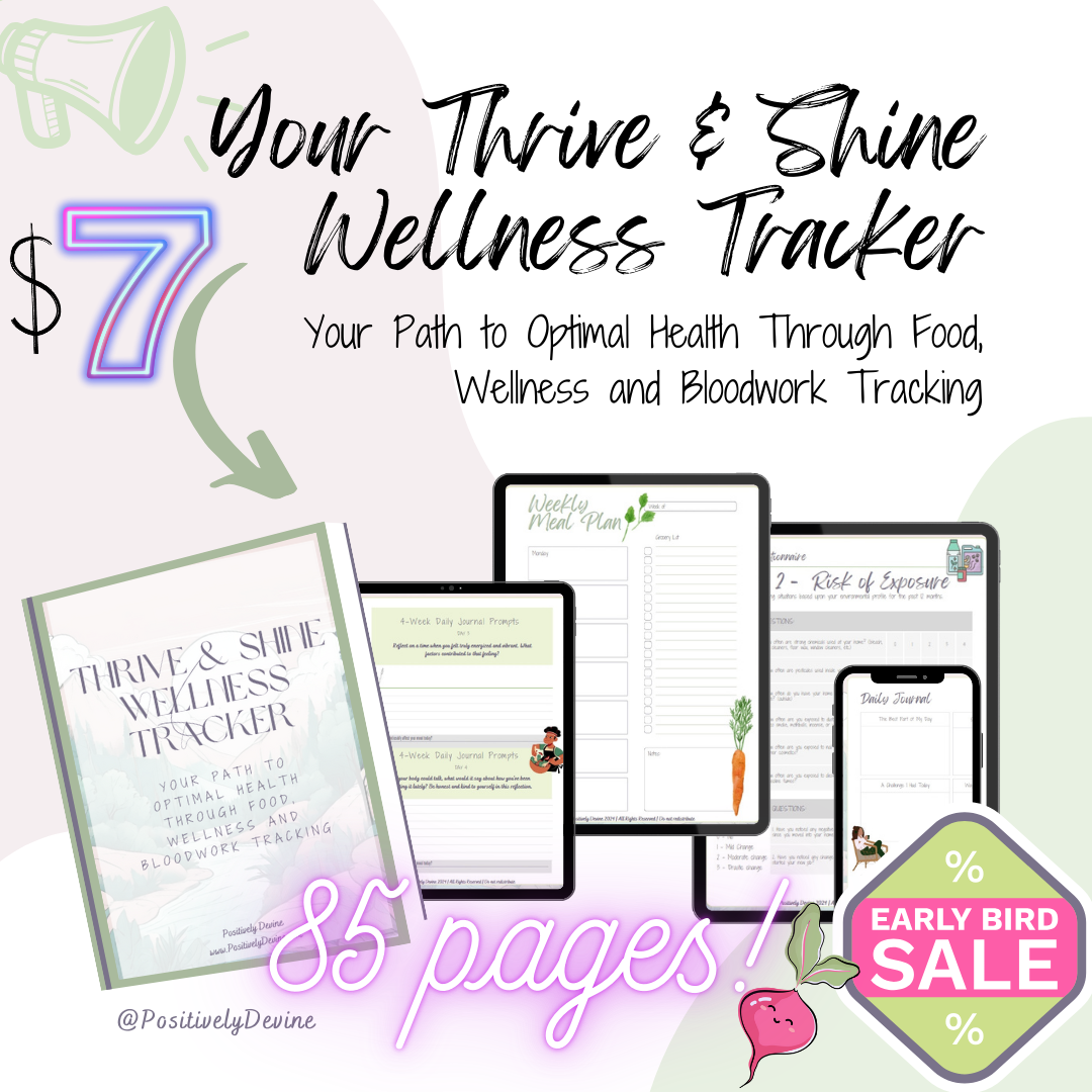 Thrive and Shine Wellness Tracker Mockup, pinks and greens, loyal customer sale!